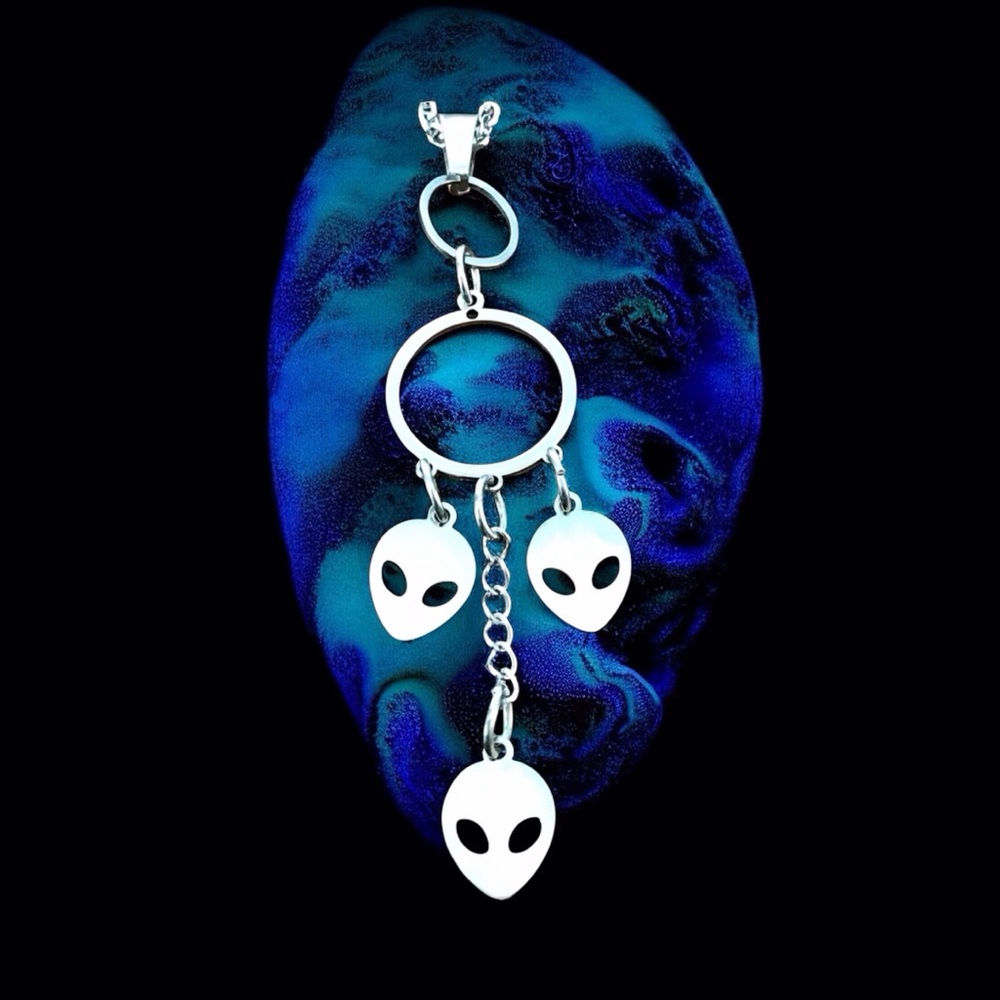 🆕 Alien Invasion Pendant Necklace Stainless Steel